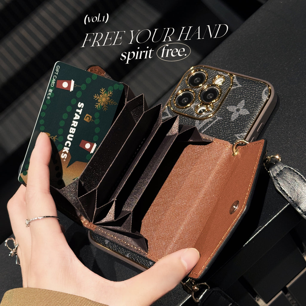 Monogram canvas leather card holder iPhone case
