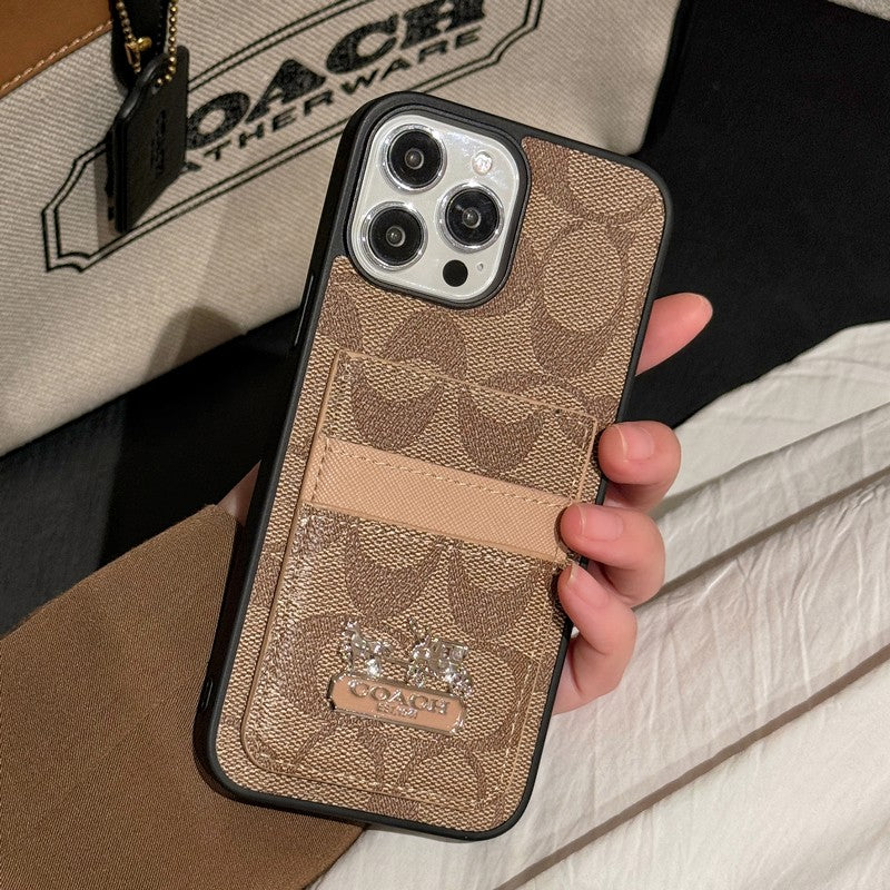 Coach-inspired card bag leather iPhone case