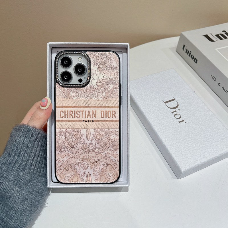 Dior-inspired pastel scenic print phone case
