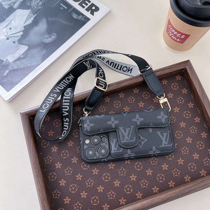 Louis Vuitton-inspired card holder crossbody iPhone case
