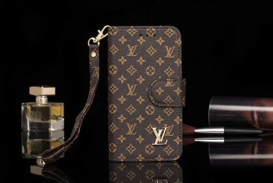 Louis Vuitton-inspired monogram flip wallet case for iPhone