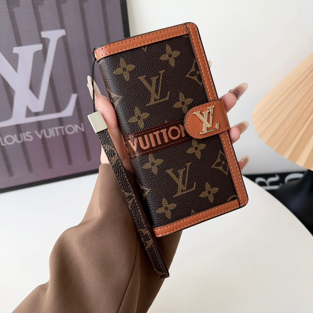 Louis Vuitton-inspired leather monogram wallet card holder iPhone case