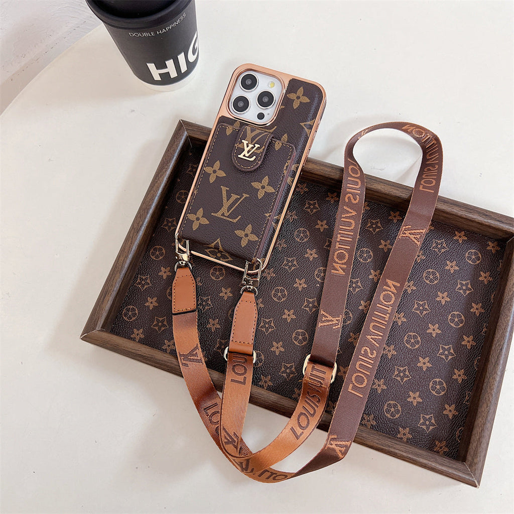 Louis Vuitton-inspired card holder crossbody iPhone case