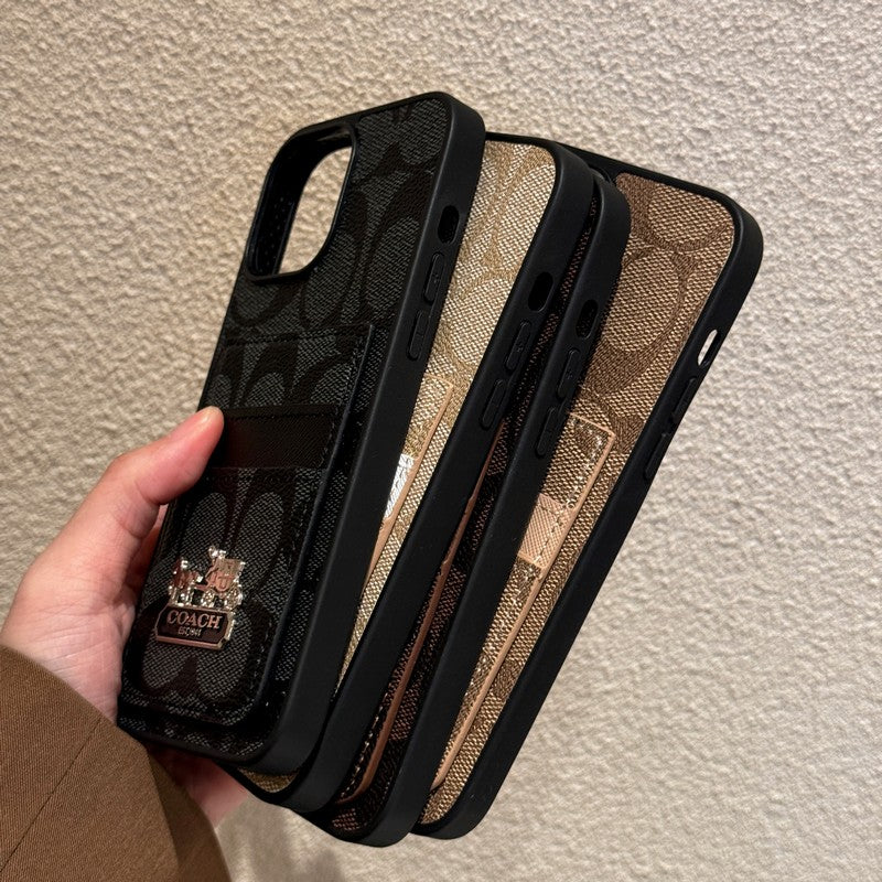 Coach-inspired card bag leather iPhone case