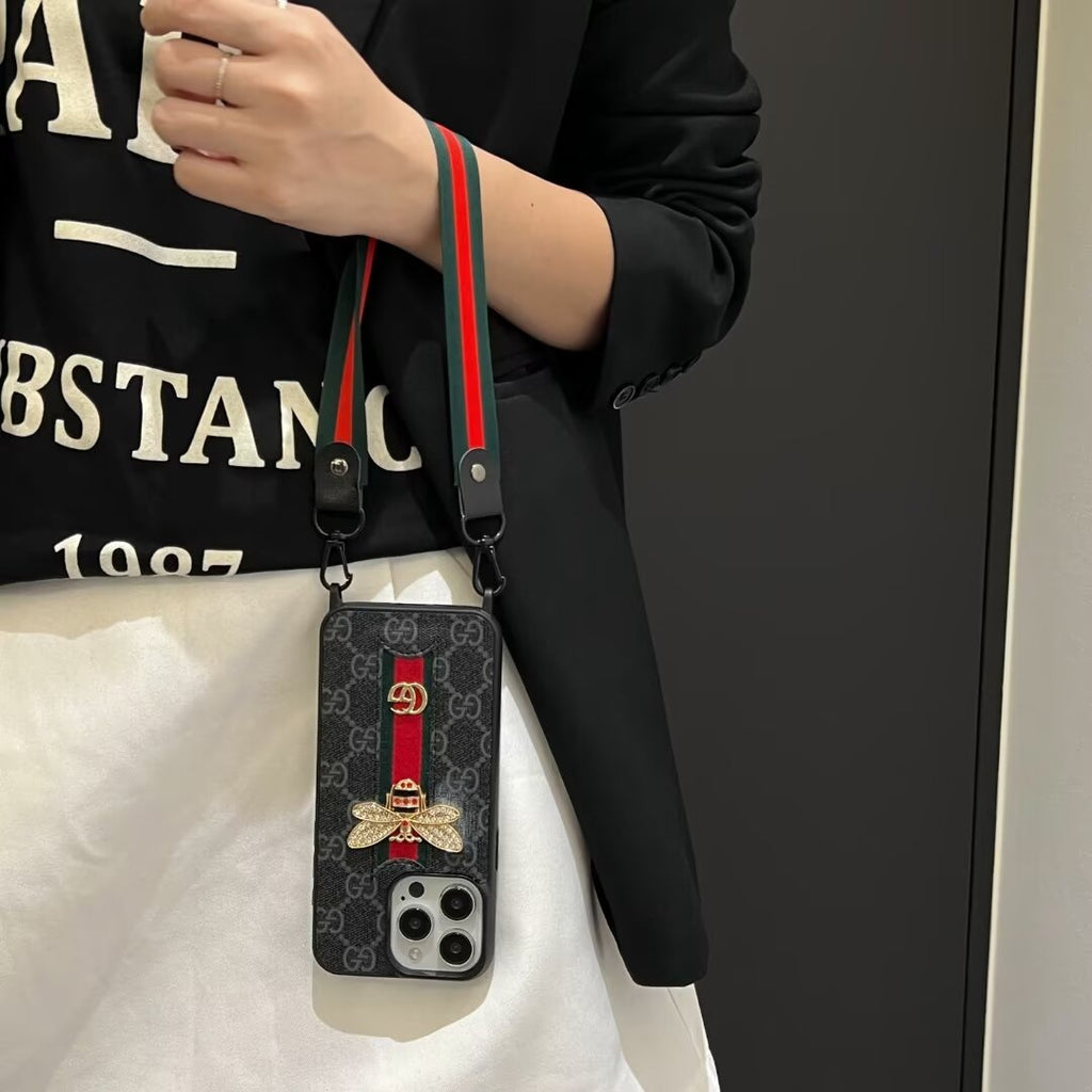 Gucci-inspired iPhone case with hand strap