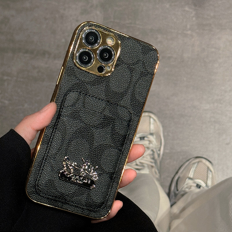Coach-inspired card holder leather iPhone case