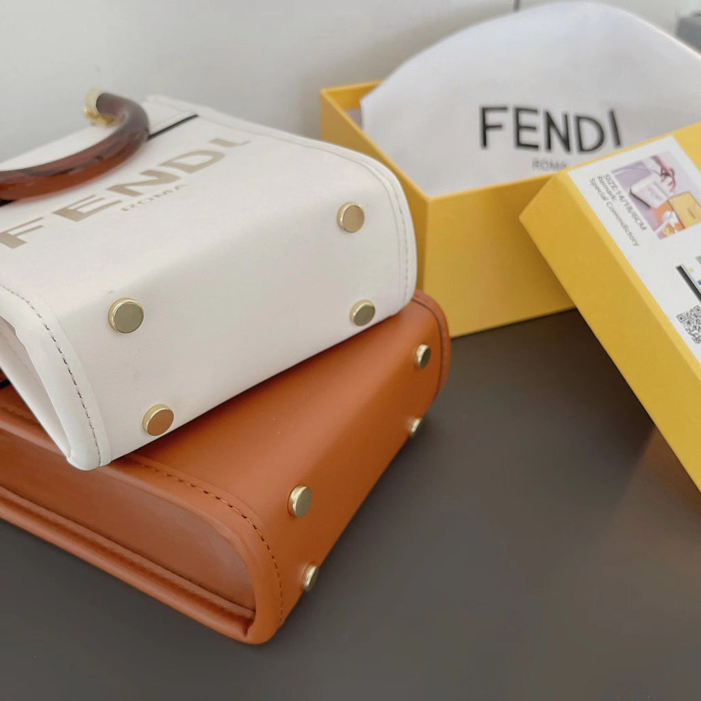 Fendi-inspired structured mini tote bag with crossbody strap