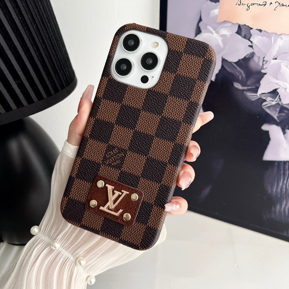 Louis Vuitton-inspired monogram leather case for iPhone