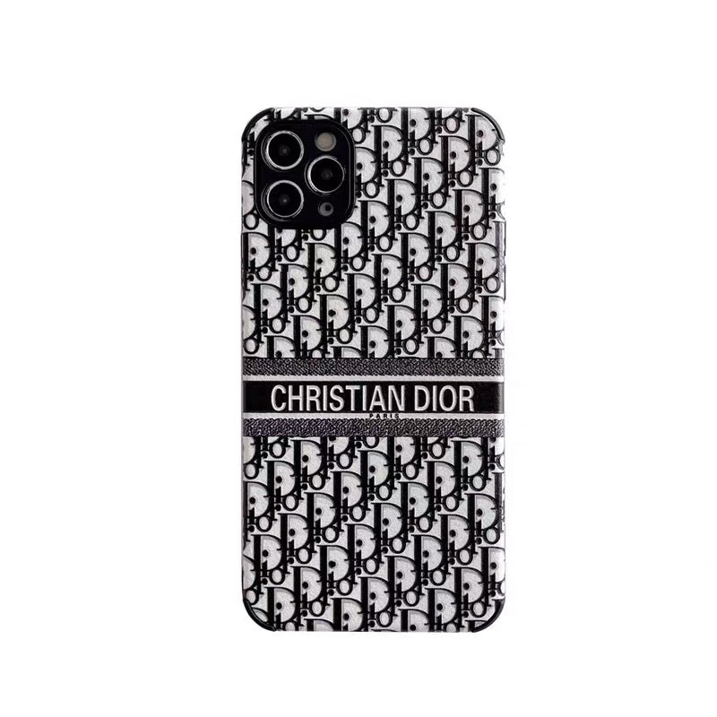 Dior-inspired raised pattern phone case for iPhone, black