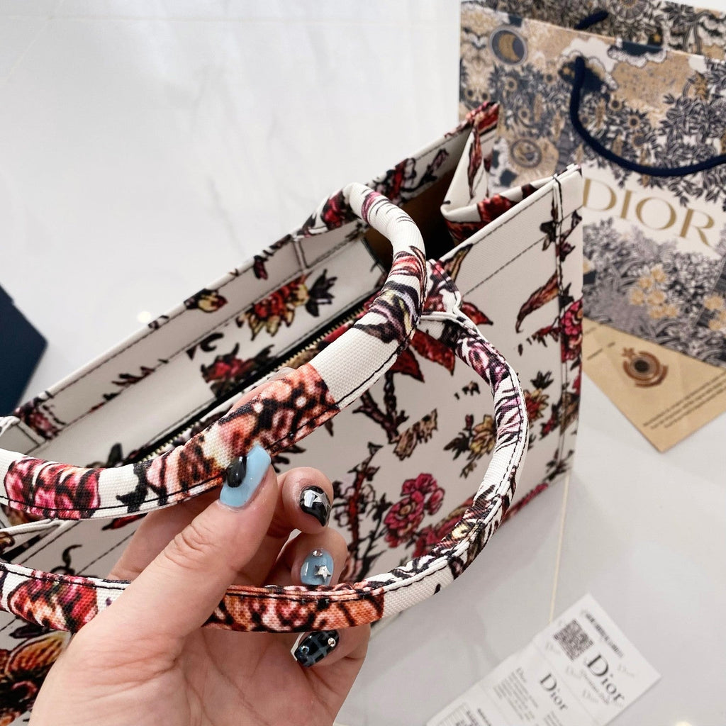 Dior-inspired floral print tote bag