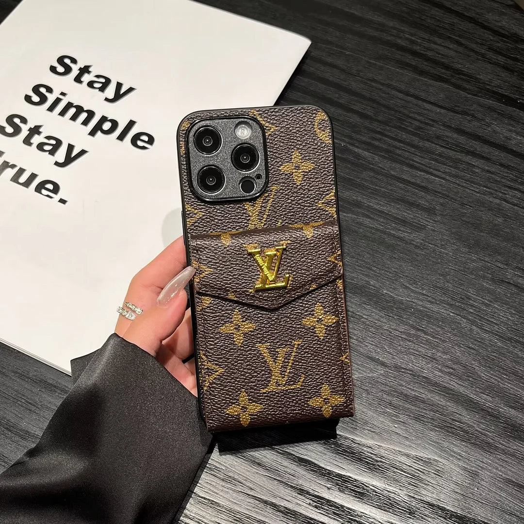 Louis Vuitton-inspired card holder canvas leather iPhone case