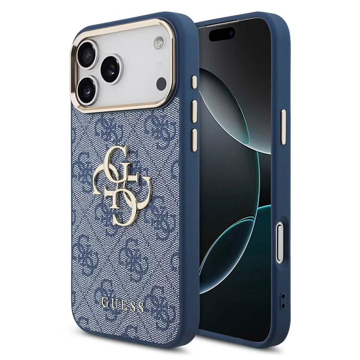 Guess-inspired monogram iPhone case with metal detail