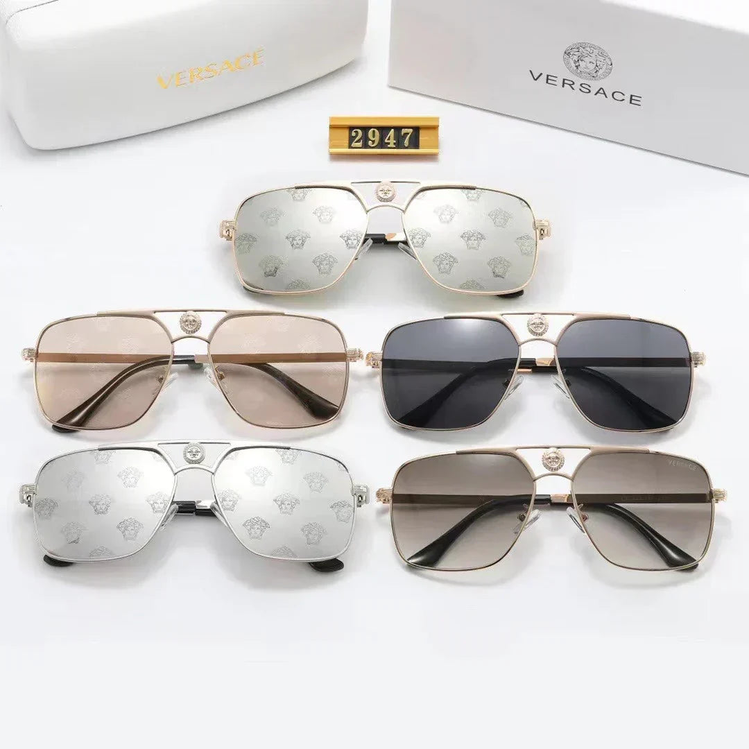 Versace-inspired square metal sunglasses