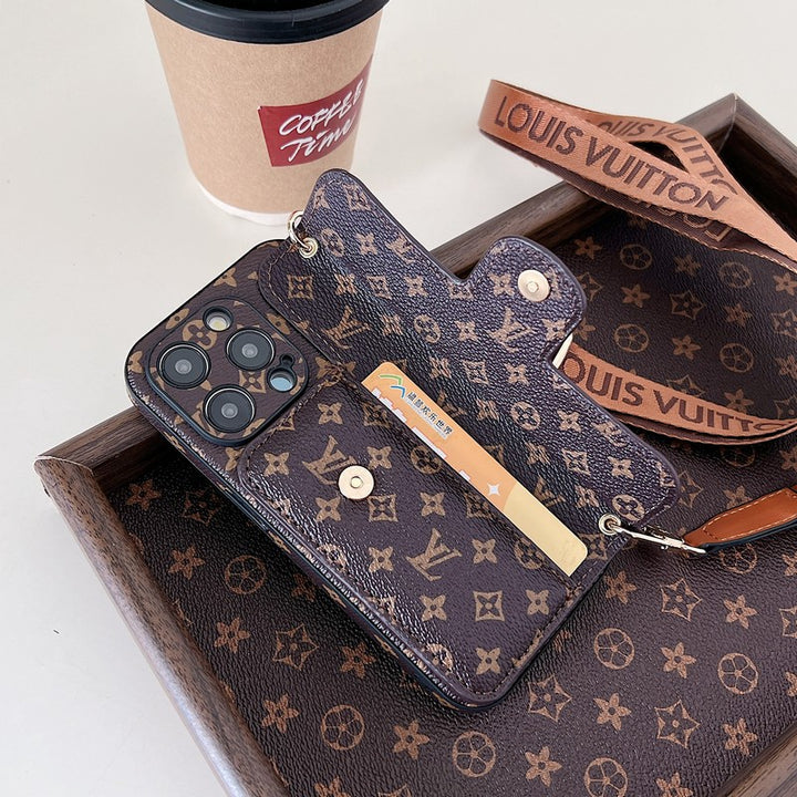 Louis Vuitton-inspired card holder crossbody iPhone case