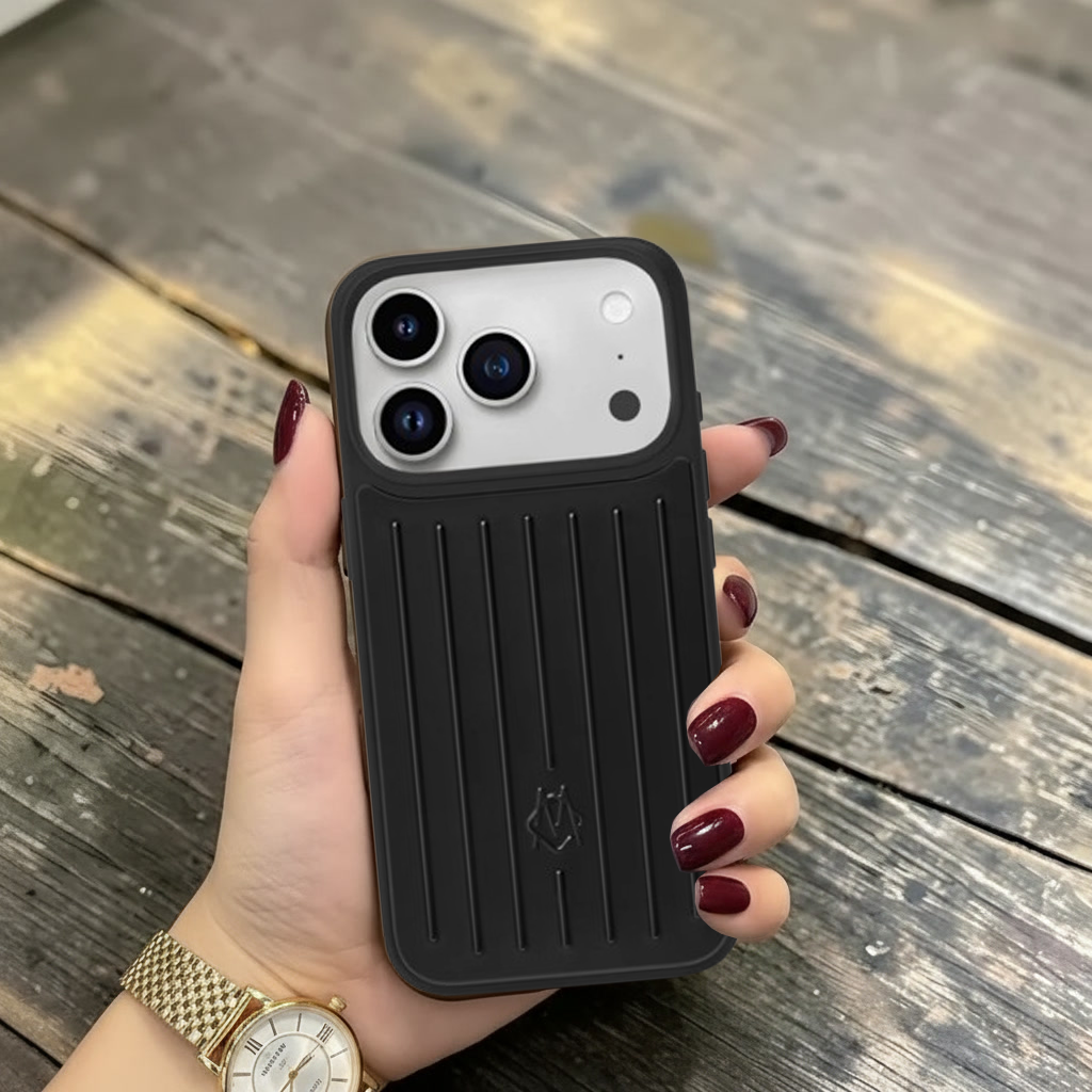 Rimowa-inspired metallic hard shell case for iPhone