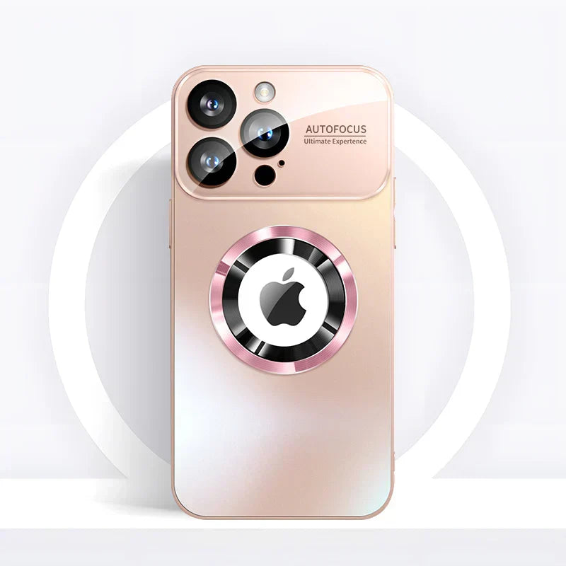 Frosted glass iPhone case with magnetic ring
