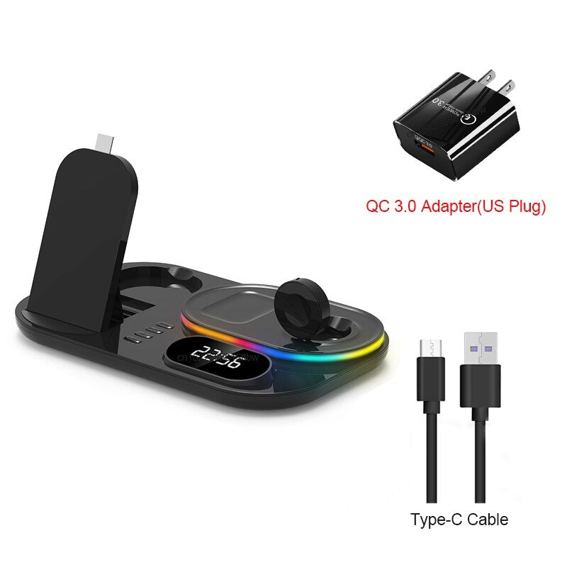 3-in-1 Qi wireless charging station for Samsung, black