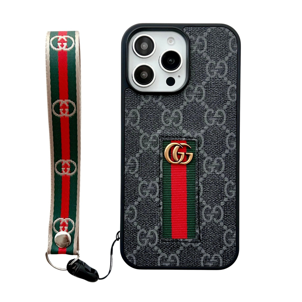 Gucci-inspired iPhone case with hand strap