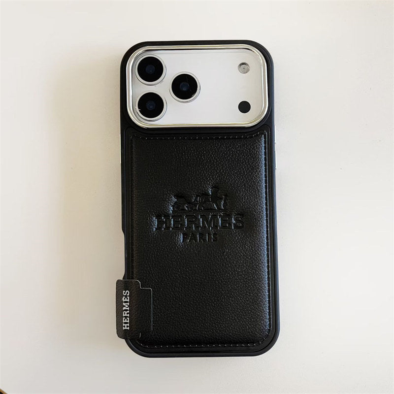 Hermes-inspired leather iPhone case 17 / 16 / 15 / 14 / 13