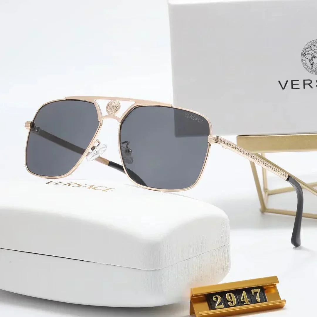 Versace-inspired square metal sunglasses