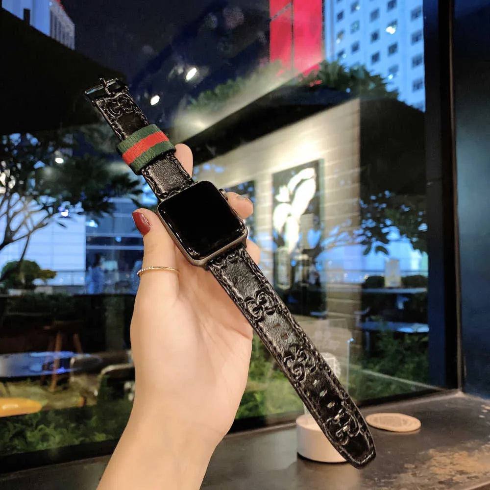 Louis Vuitton-inspired patterned replacement Apple Watch band