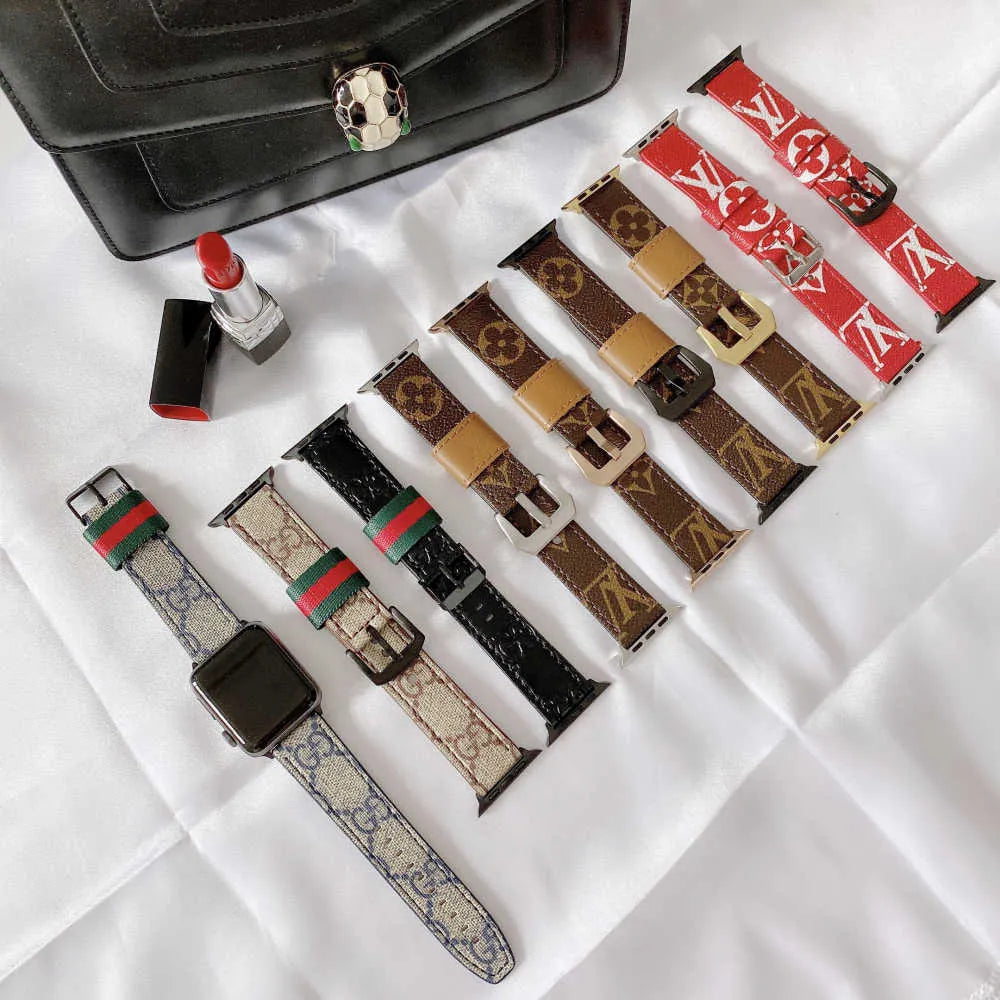 Louis Vuitton-inspired patterned replacement Apple Watch band
