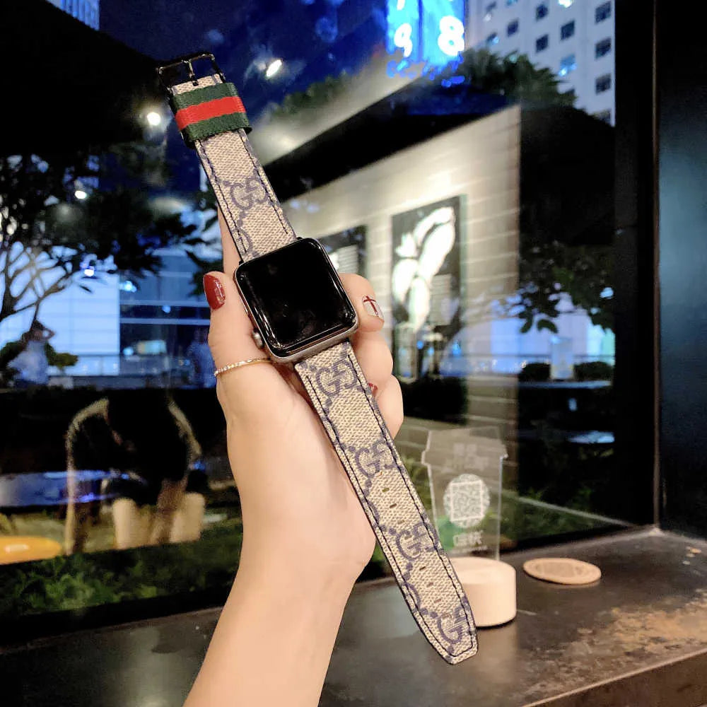 Louis Vuitton-inspired patterned replacement Apple Watch band