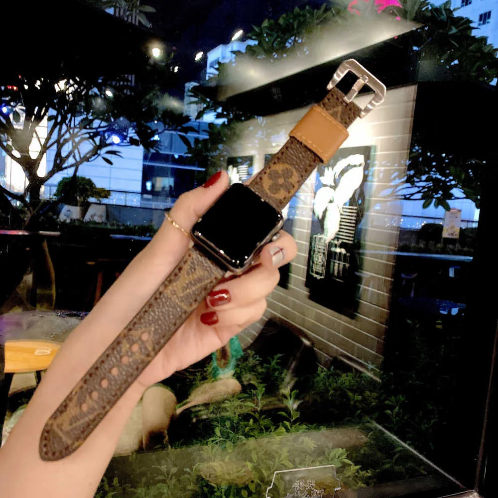 Louis Vuitton-inspired patterned replacement Apple Watch band