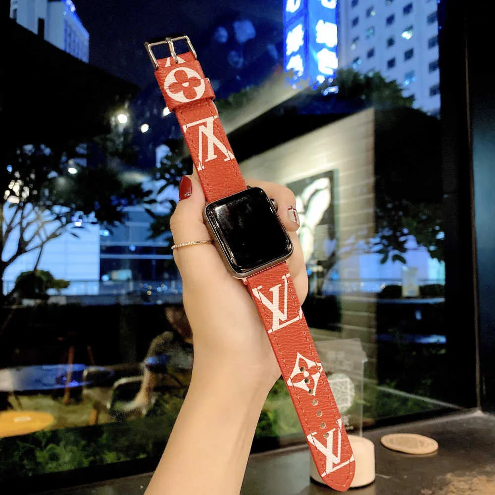 Louis Vuitton-inspired patterned replacement Apple Watch band