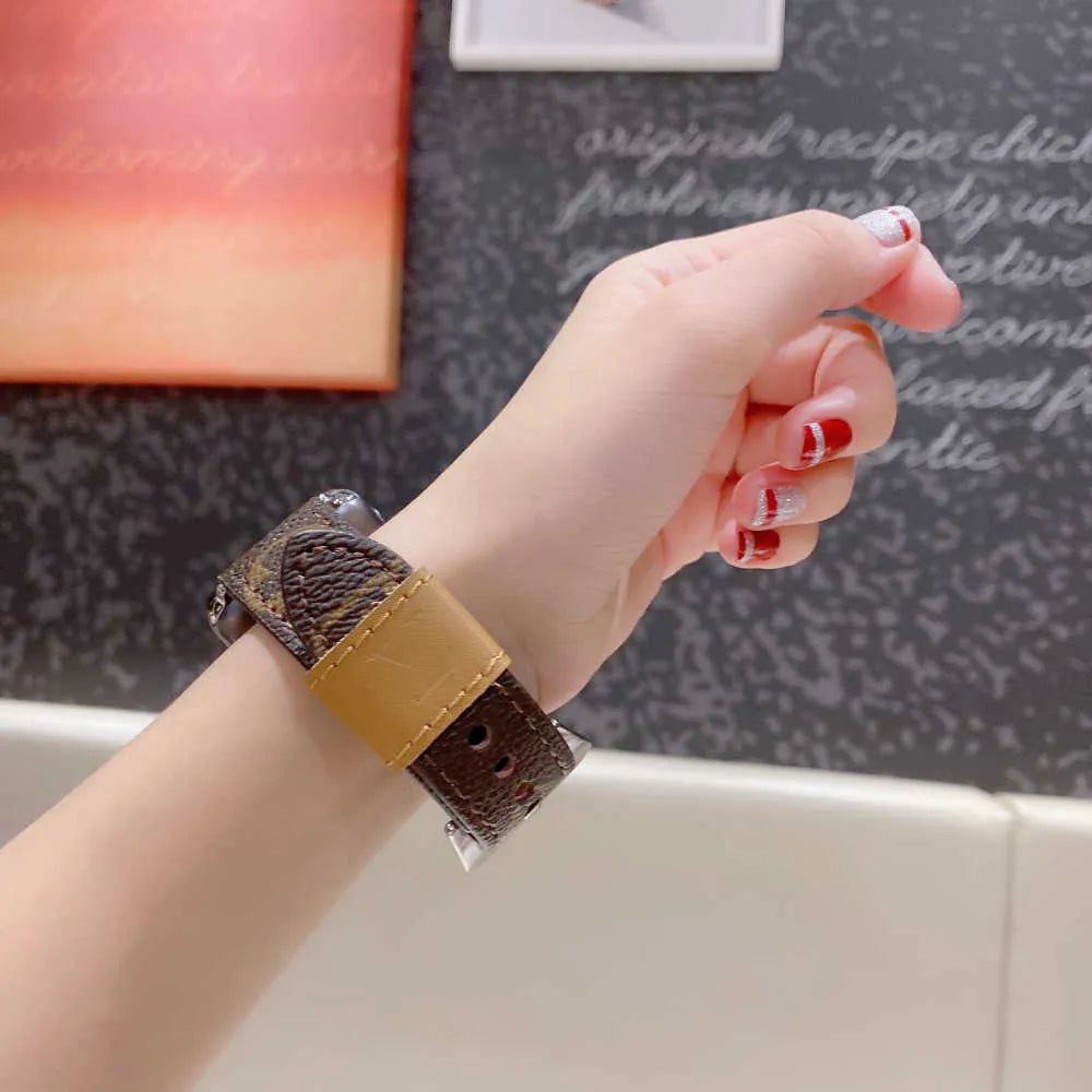 Louis Vuitton-inspired patterned replacement Apple Watch band