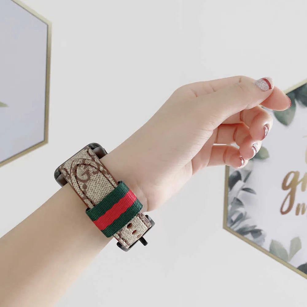 Louis Vuitton-inspired patterned replacement Apple Watch band