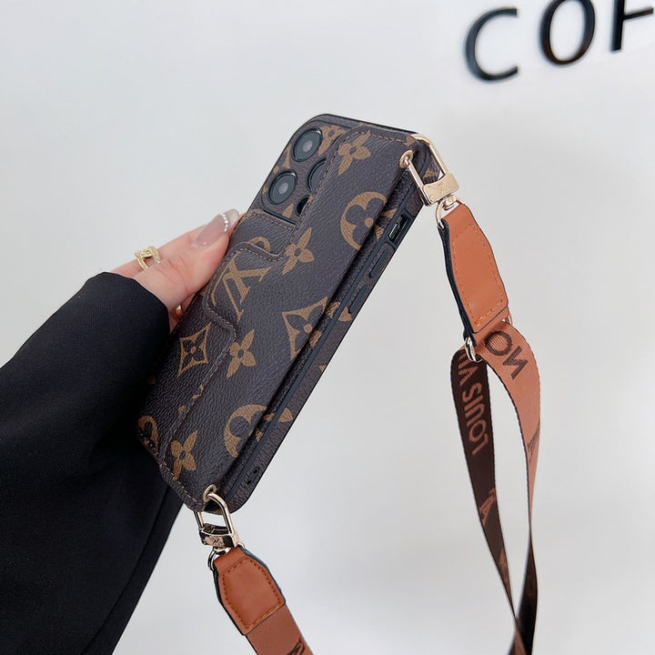 Louis Vuitton-inspired card holder crossbody iPhone case
