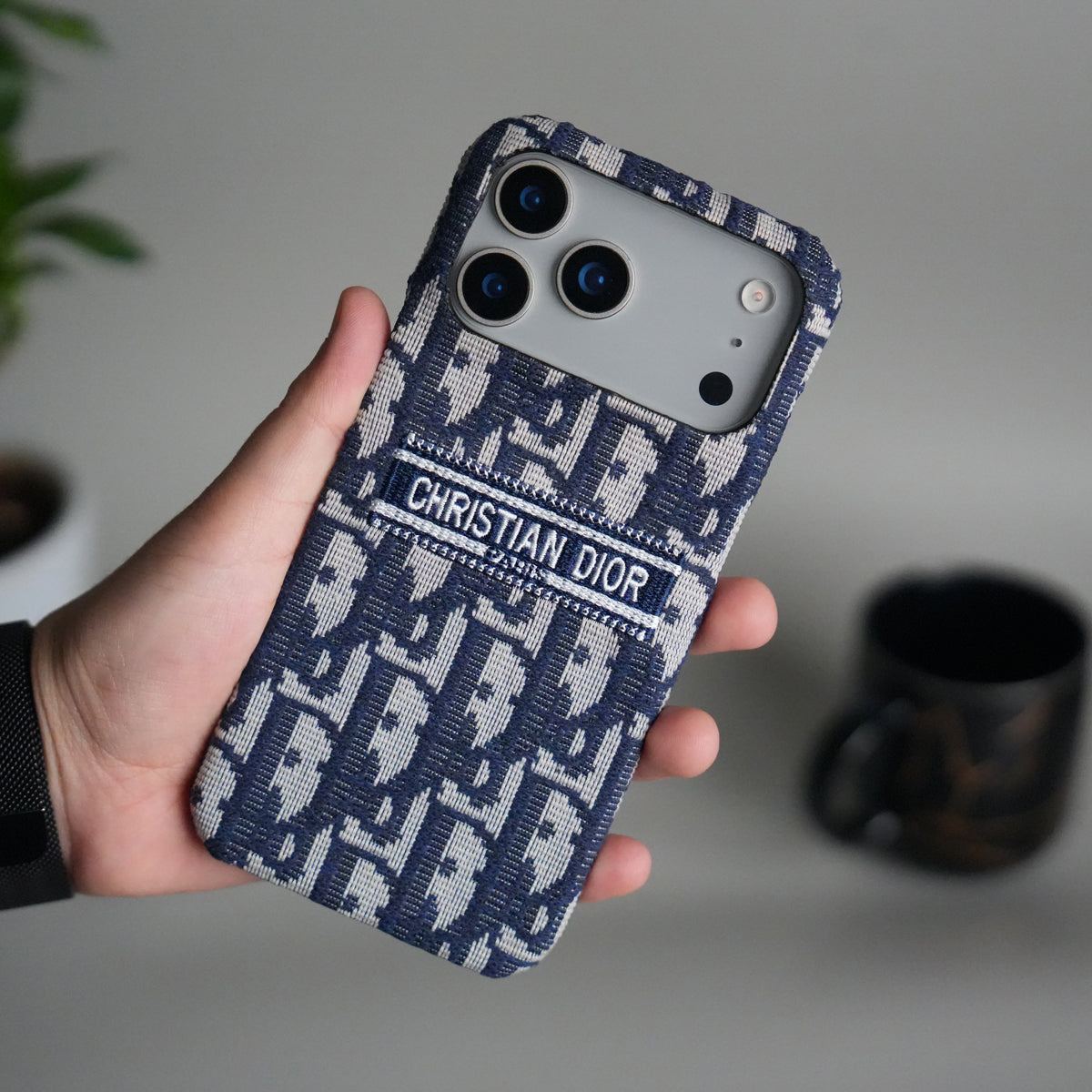 Dior-inspired patterned iPhone case