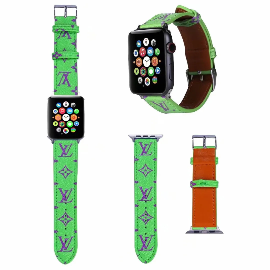 Louis Vuitton-inspired colorful monogram Apple Watch band