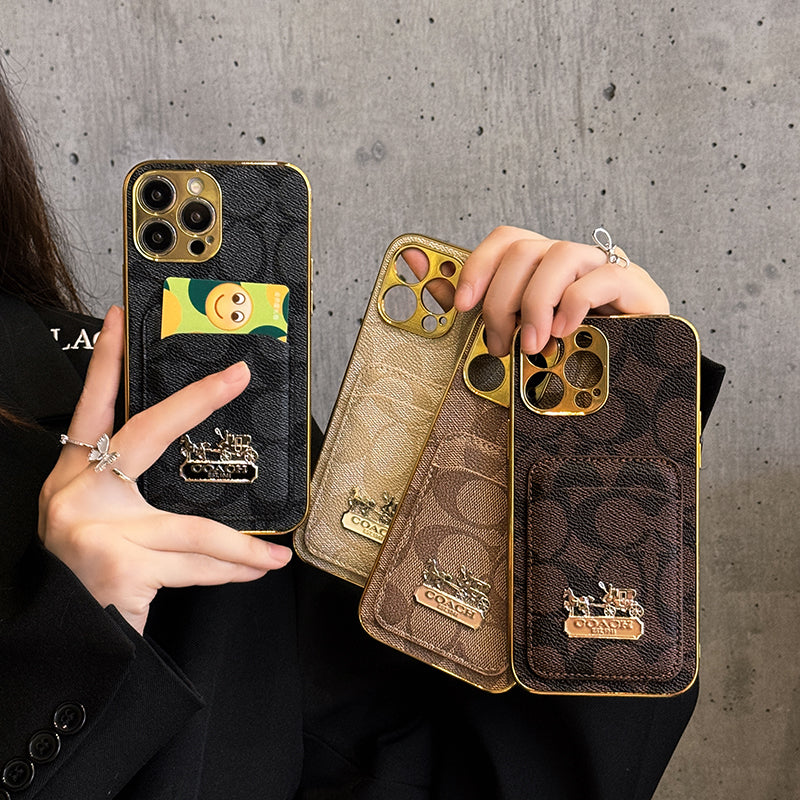 Coach-inspired card holder leather iPhone case