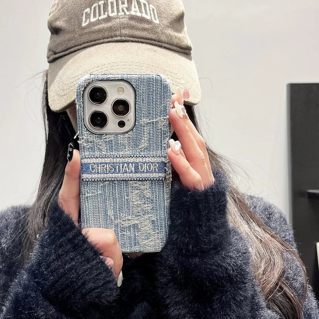 Dior-inspired textured all-over pattern case for iPhone 16