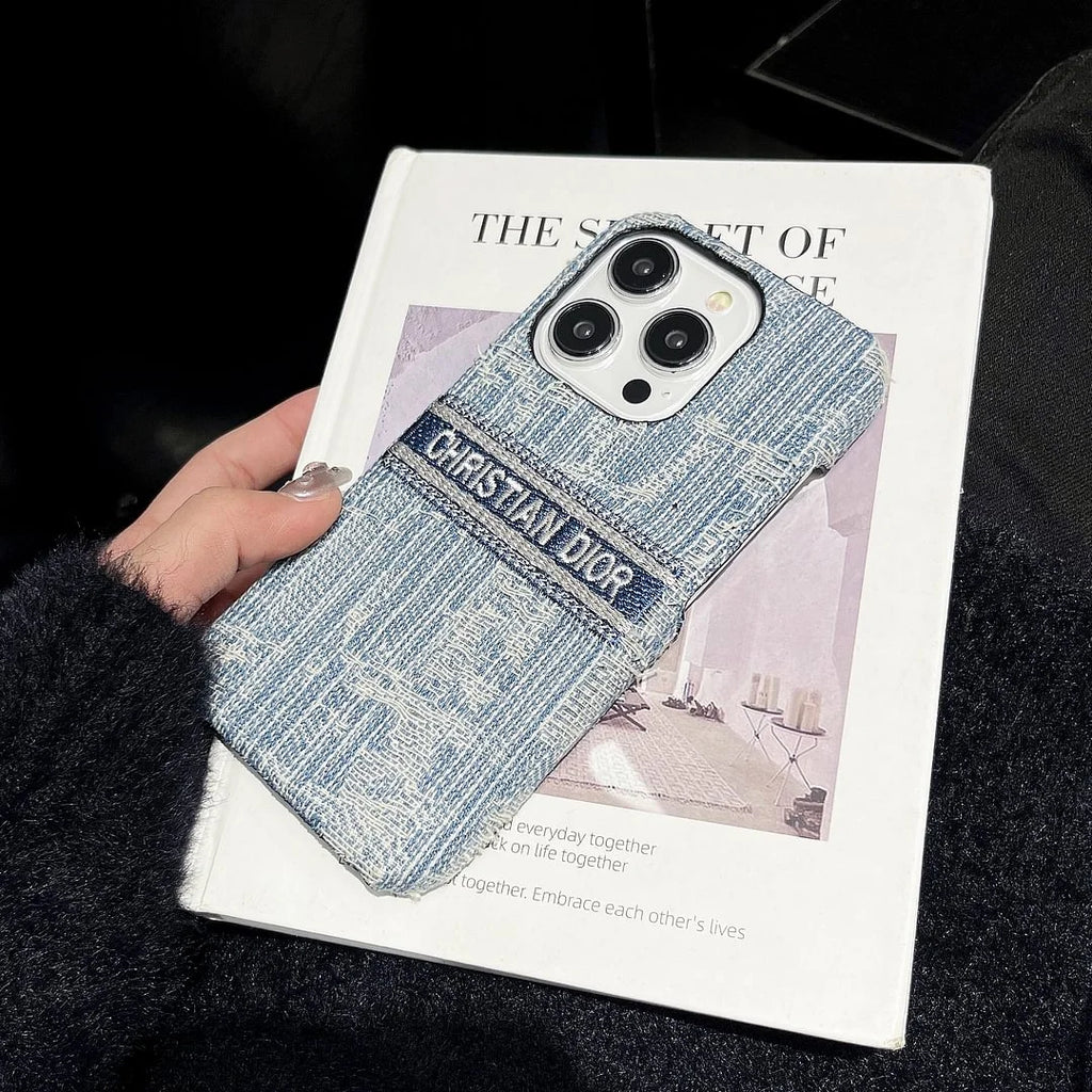 Dior-inspired textured all-over pattern case for iPhone 16