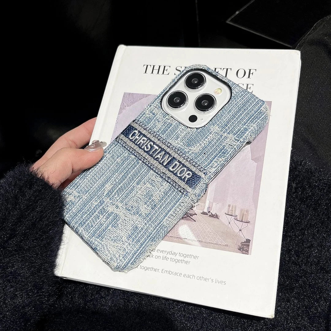 Dior-inspired textured all-over pattern case for iPhone 16