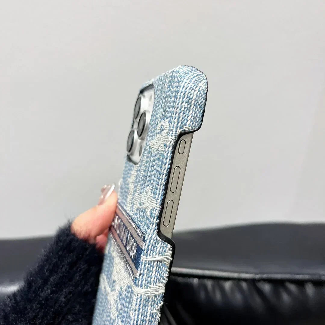 Dior-inspired textured all-over pattern case for iPhone 16