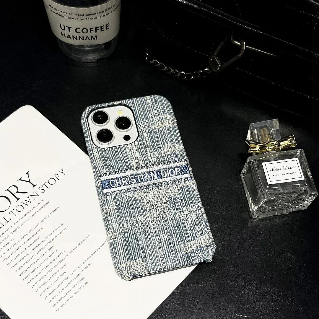 Dior-inspired textured all-over pattern case for iPhone 16