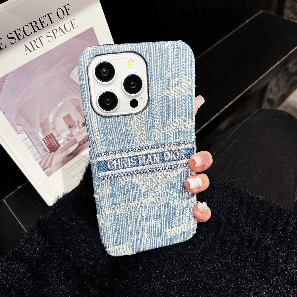 Dior-inspired textured all-over pattern case for iPhone 16