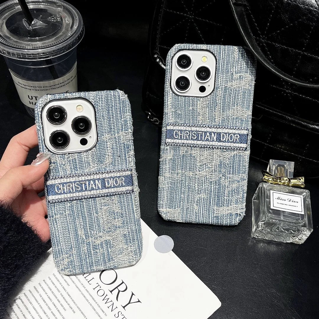 Dior-inspired textured all-over pattern case for iPhone 16