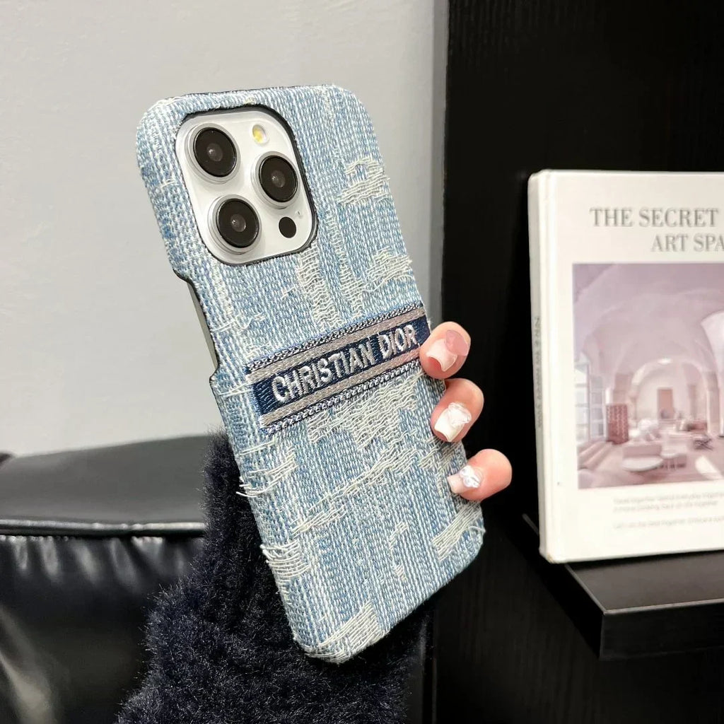 Dior-inspired textured all-over pattern case for iPhone 16