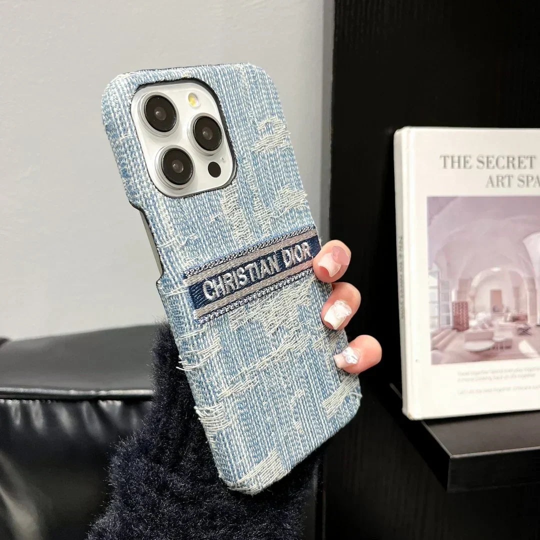 Dior-inspired textured all-over pattern case for iPhone 16