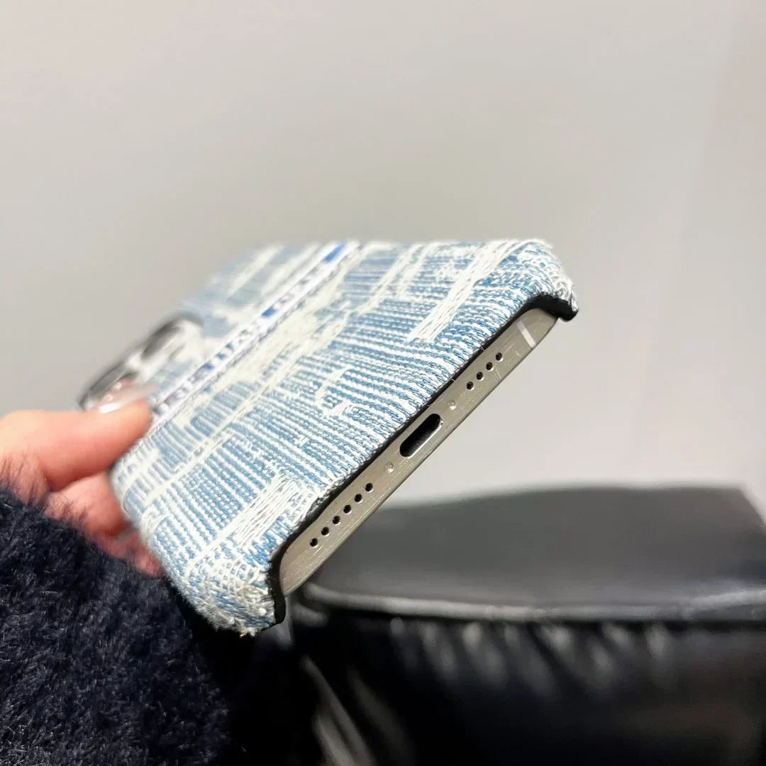 Dior-inspired textured all-over pattern case for iPhone 16