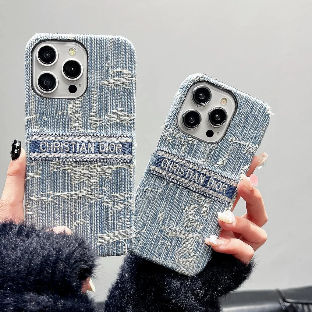 Dior-inspired textured all-over pattern case for iPhone 16