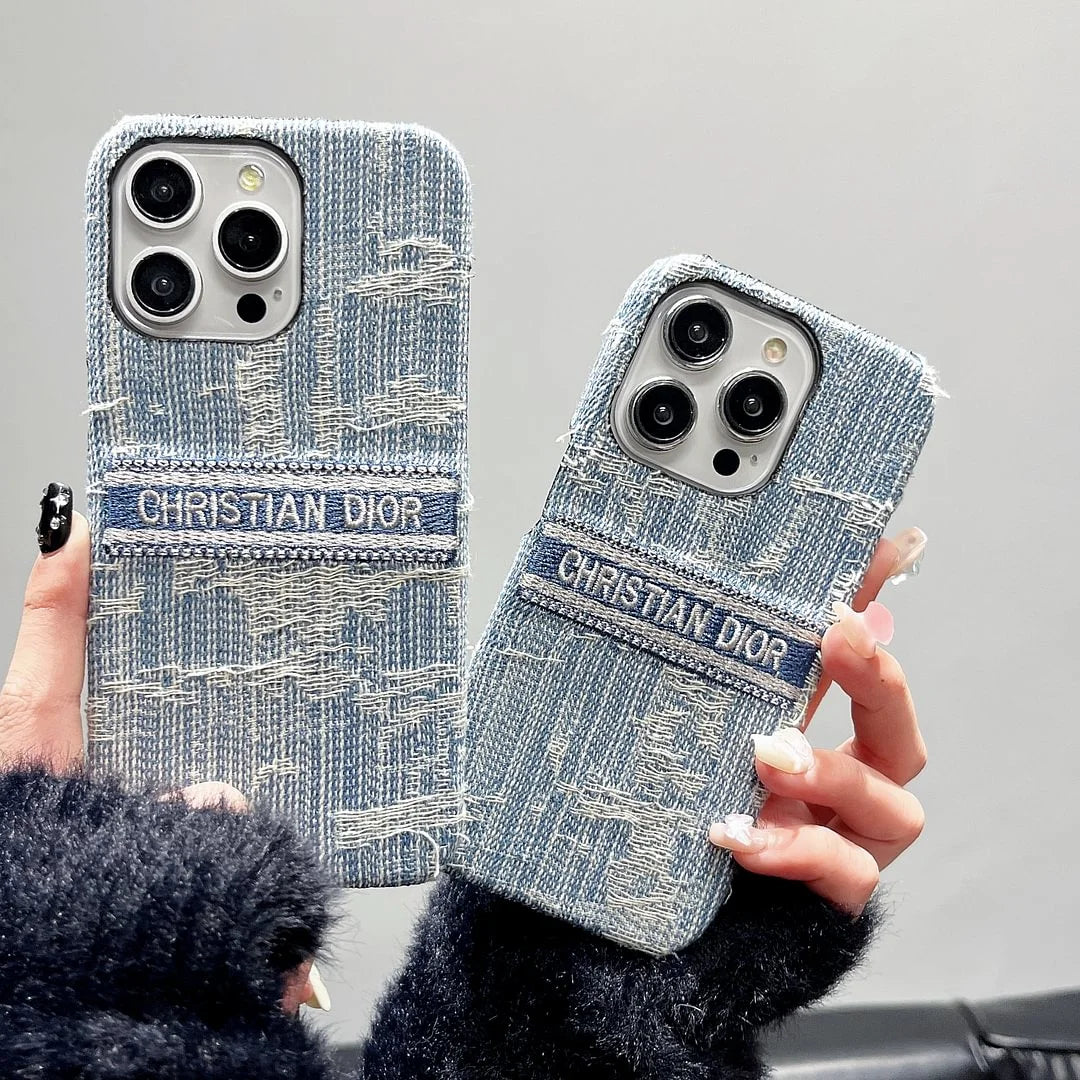 Dior-inspired textured all-over pattern case for iPhone 16