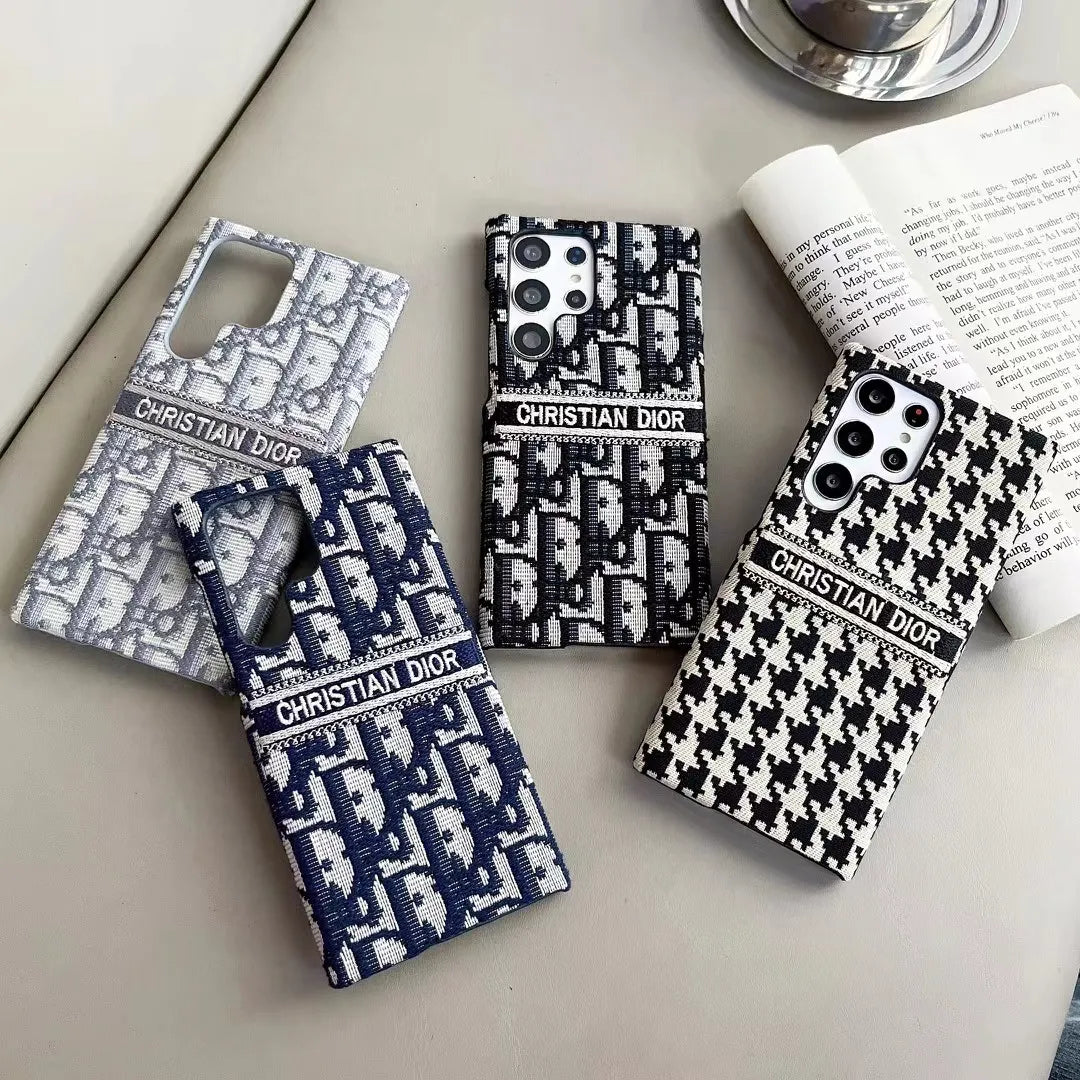 Dior-inspired repeating pattern Samsung phone case