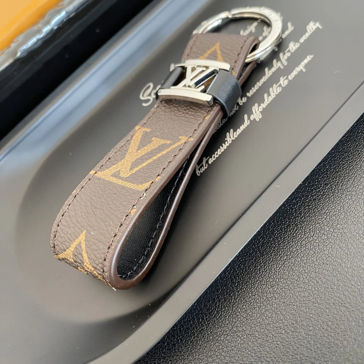 Louis Vuitton-inspired loop key holder with metal detail