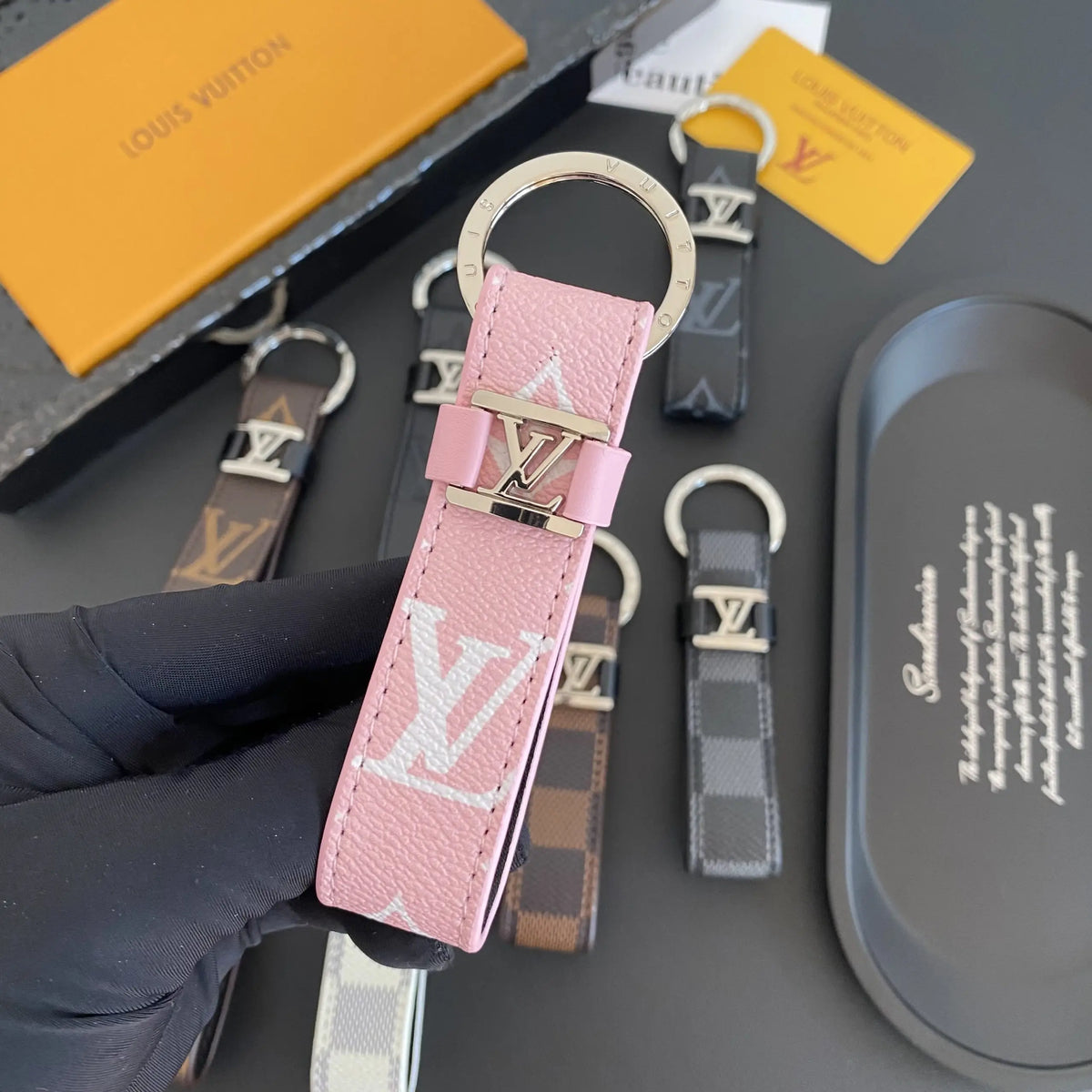 Louis Vuitton-inspired loop key holder with metal detail